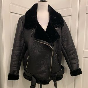 Faux Shearling Biker Jacket